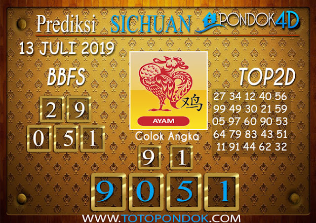 Prediksi Togel SICHUAN PONDOK4D 13 JULI 2019