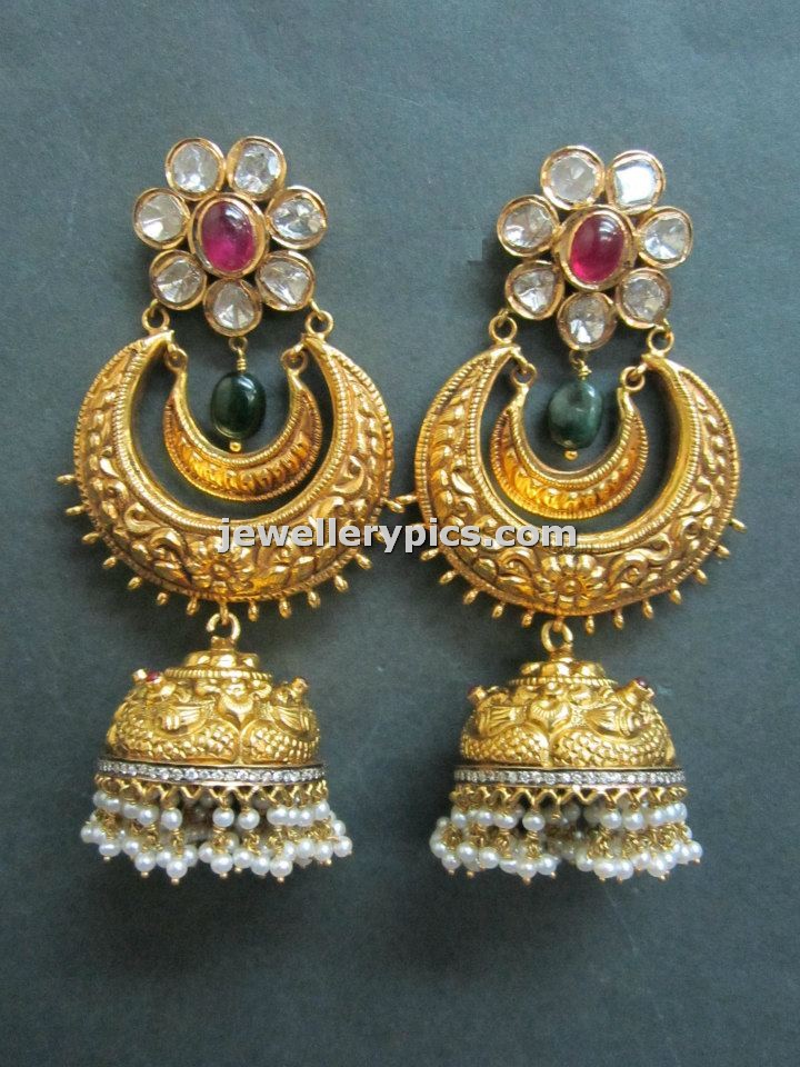 jewelry: Gold Nakshi jhumka designs by Tibarumal jewellers