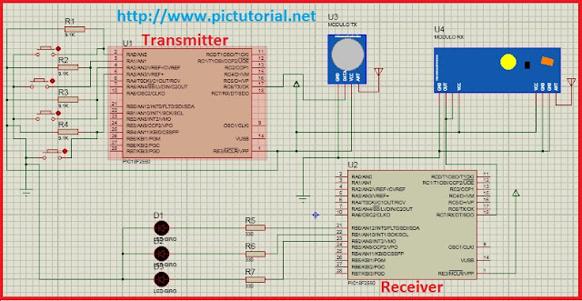 Microcontroller Project : RF 433 MHz ( Wireless Radio Frequency ) Module Controlled LED Switching using Pic Microcontroller