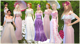 Mythical Dreams Sims 4: Southern Romantic Charm Top, Long Skirt and Parasol
