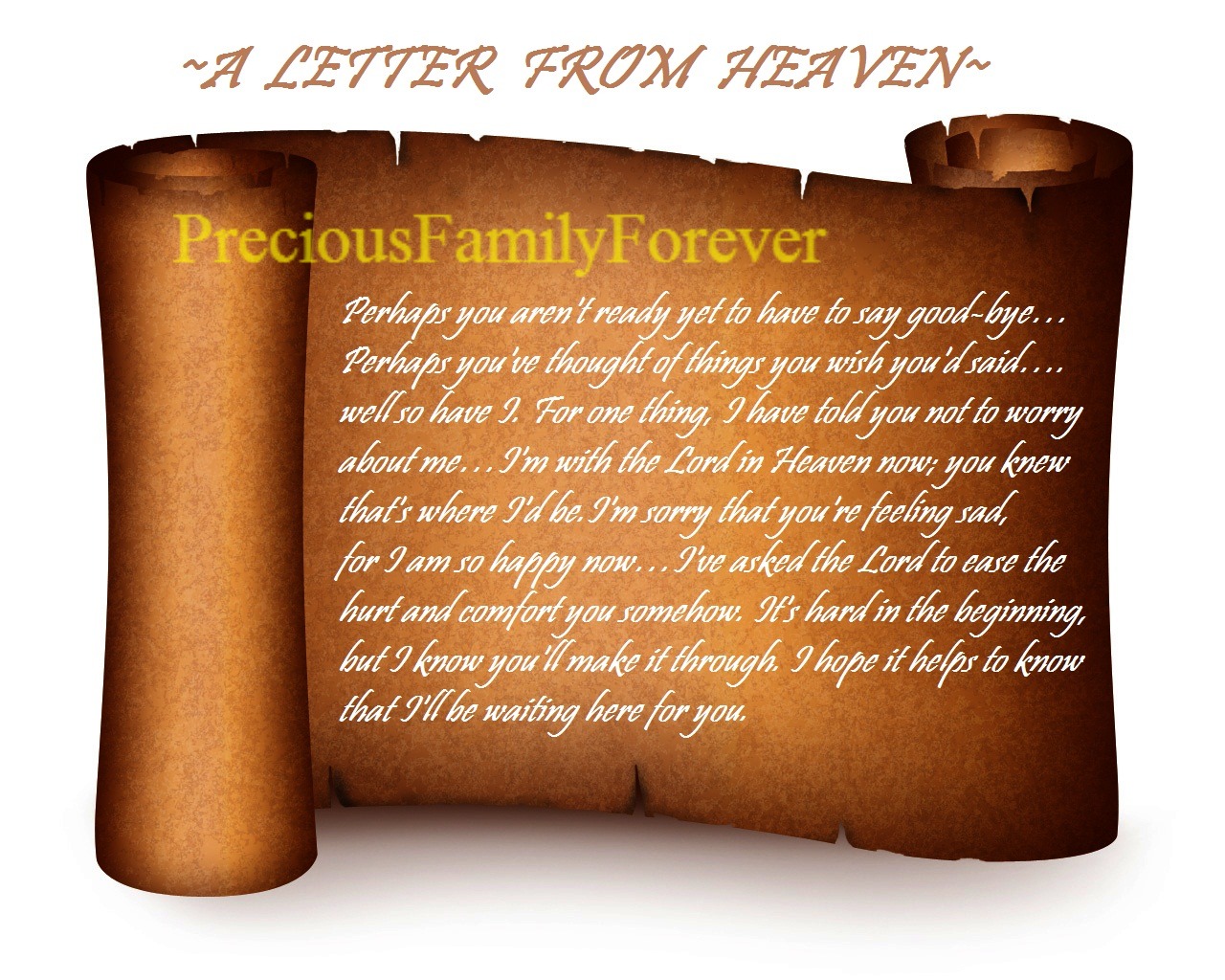 Precious Family A Letter From Heaven Precious Family A Letter From Heaven