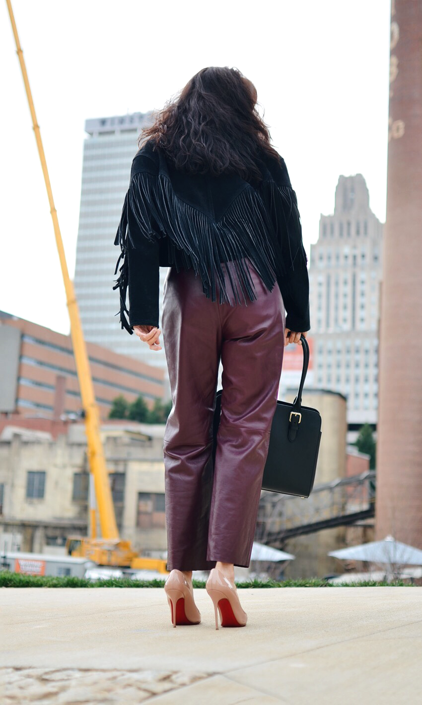 Leather on leather street style 