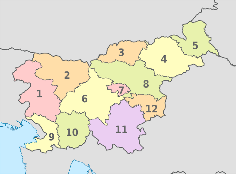 Peta pembagian wilayah administratif Slovenia