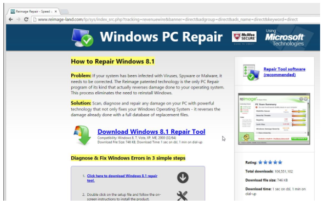 Remove Reimage Repair Pop Up Ads Virus Removal Guide Achich00l