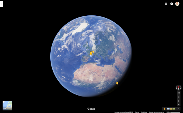 Pour se retrouver au milieu du ciel au dessus de la terre a partir de google map