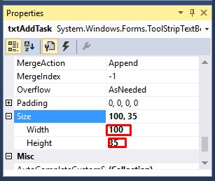 ToolStripTextBox1 Size ToolStripTextBox1 Size