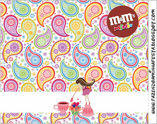 Etiqueta M&M de Fiesta de Té de Chicas para imprimir gratis.