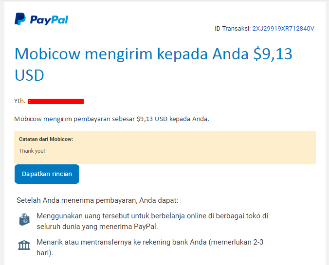 Penghasilan Dari Mobicow Beserta Bukti Pembayarannya Penghasilan Dari Mobicow Beserta Bukti Pembayarannya