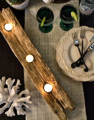 driftwood votive candle holder
