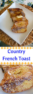 Country French Toast: Light and tender, fluffy thick pieces of country br bead fried to a golden brown, and smothered in real maple syrup - Slice of Southern