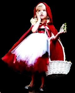 Disfraz de Caperucita Roja Foto de una niña disfrazada de Caperucita Roja con su canasta