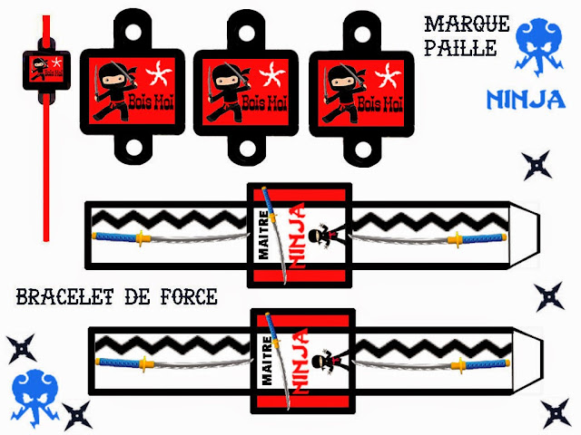 Ninja: Kit para Imprimir Gratis. Para poner en las pajillas = pajitas = popotes para Imprimir Gratis de Ninja.
