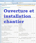 Suivi ouverture et installation chantier en excel