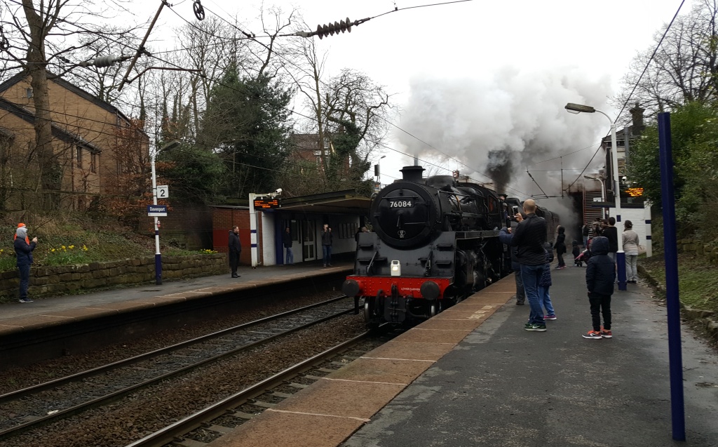 The Ham and Egger Files Steam train at Davenport railway station in Stockport