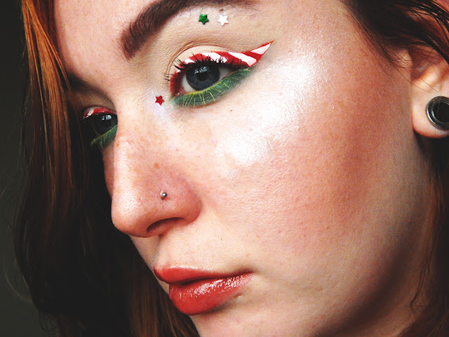 Candy Cane Inspired Holiday Makeup Look