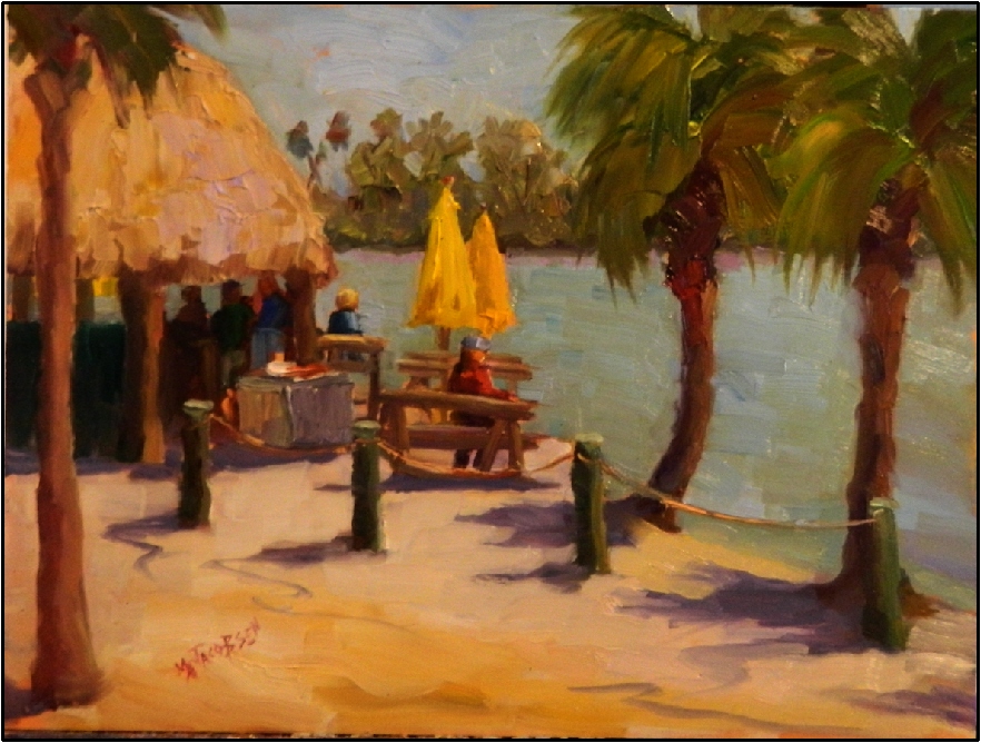 Paint Dance "Tuesday's at O'Leary's Tiki Bar", 12x16, oil, plein air