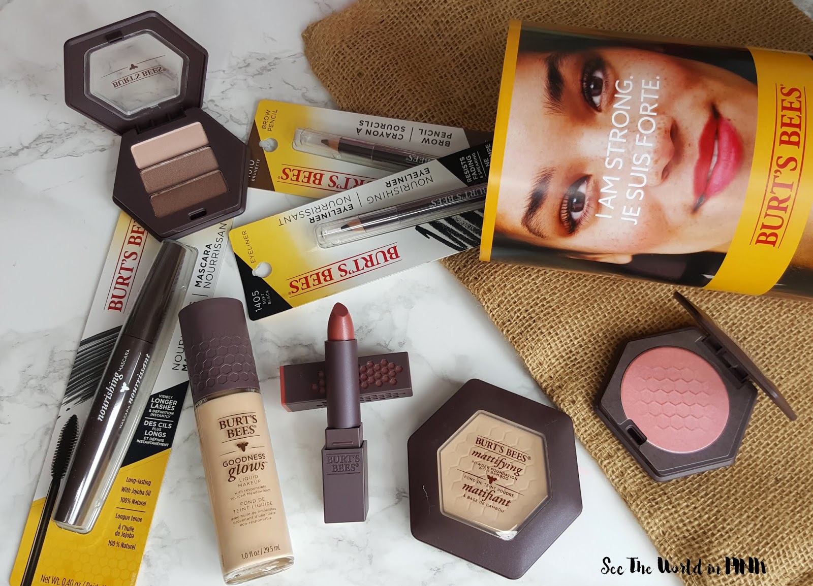 Full Face of Burt's Bees Makeup Tryon and Review! See the World in PINK