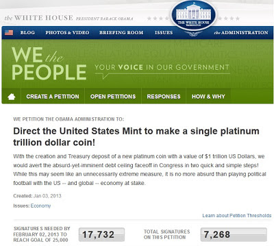 White House Petition: Direct mint to make trillion dollar platinum coin