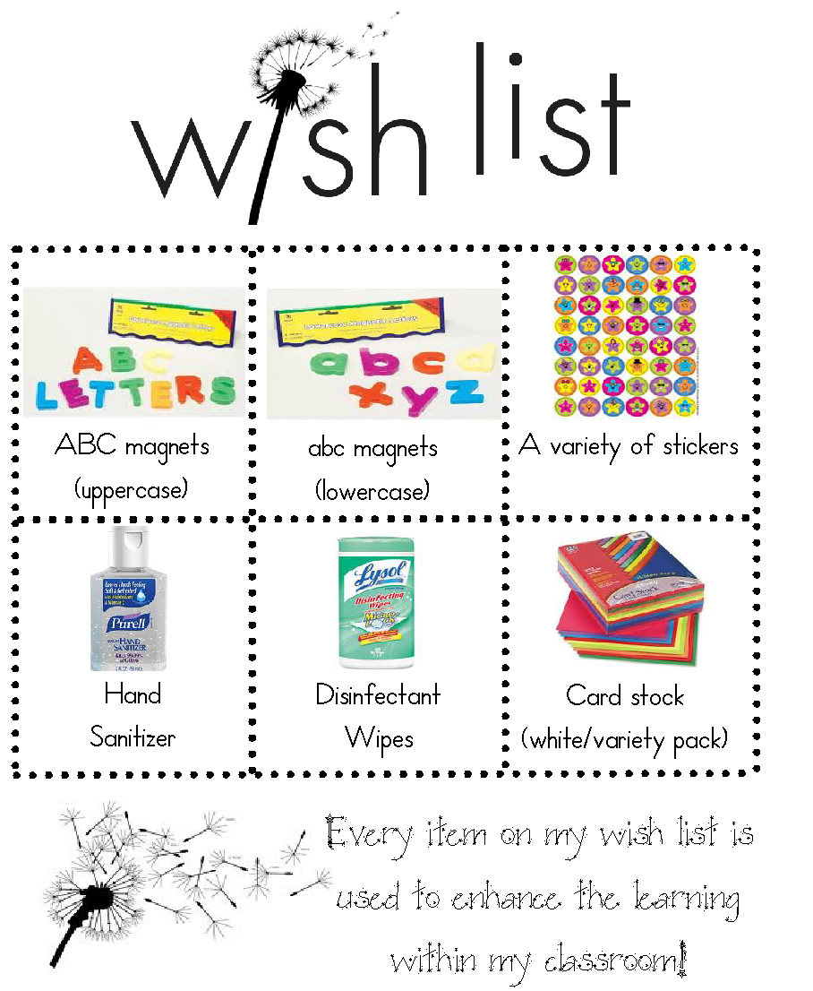Mrs. Setterholm's Kinder Korner Wish List