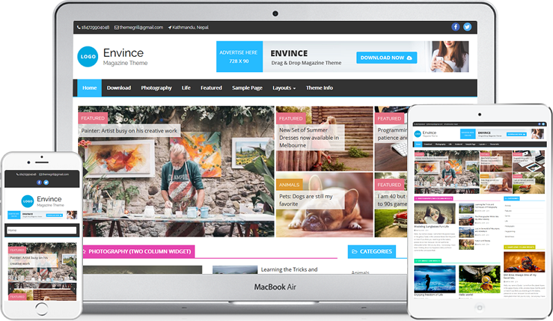 Envince Magazine Drag & Drop WordPress Theme Free Download Envince Magazine Drag & Drop WordPress Theme Free Download