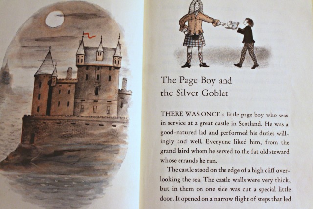 "The Page Boy and the Silver Goblet" from Favorite Fairy Tales Told in Scotland, retold by Virginia Haviland, illustrated by Adrienne Adams. Little, Brown and Company, 1963.