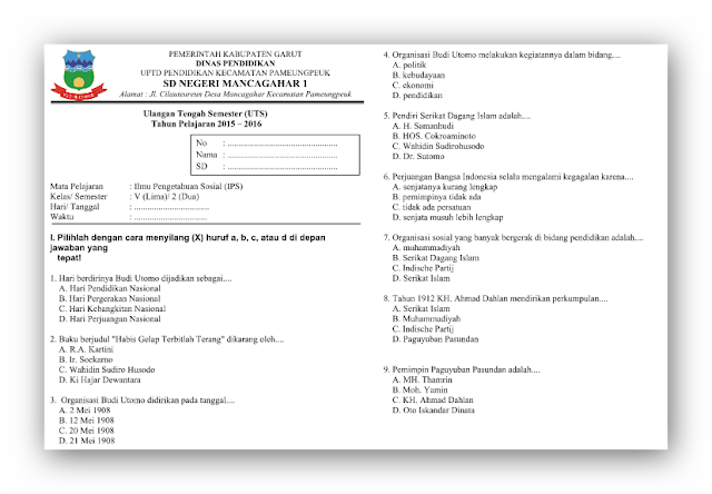 Soal-soal UTS Kelas 5 Semester 2 Soal-soal UTS Kelas 5 Semester 2