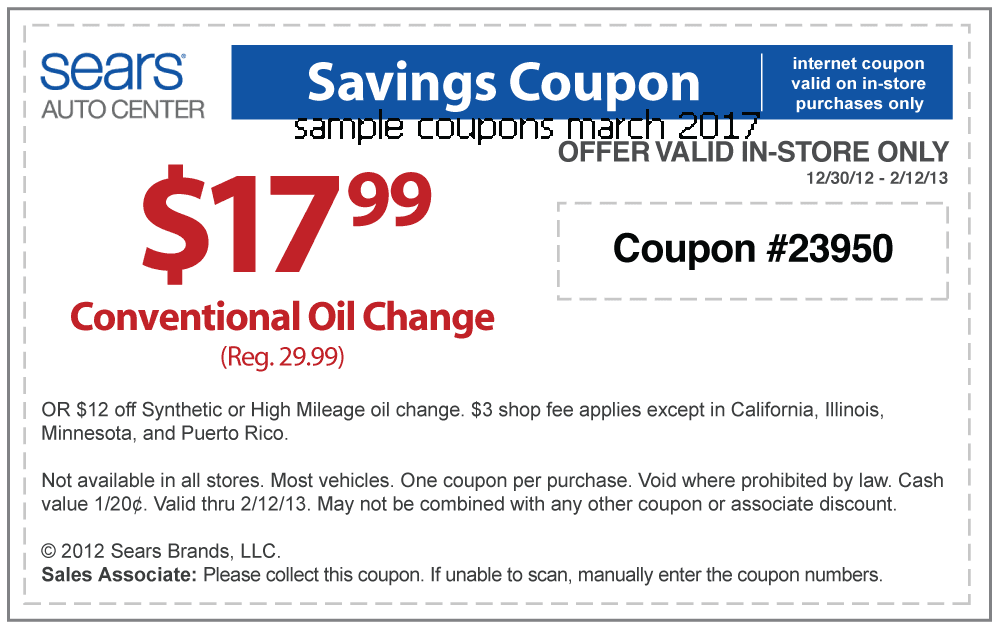 Sears printable coupons october 2018