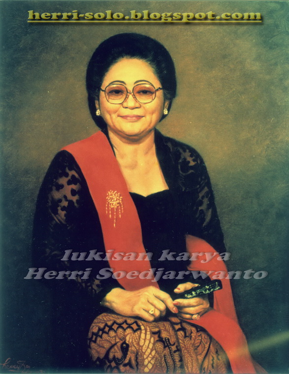 Lukis Wajah Lukisan Ibu Tien Suharto Karya Herri Soedjarwanto Gambar