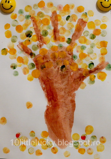 actividades de otoño para los niños arbusto técnica de las ideas de huellas dactilares