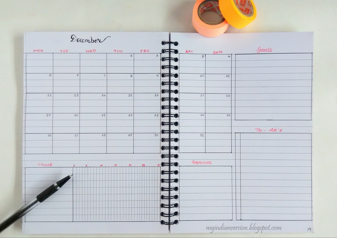 Weekly Calendar Log : My indian version bullet journal monthly layout ideas Weekly Calendar Log : My indian version bullet journal monthly layout ideas