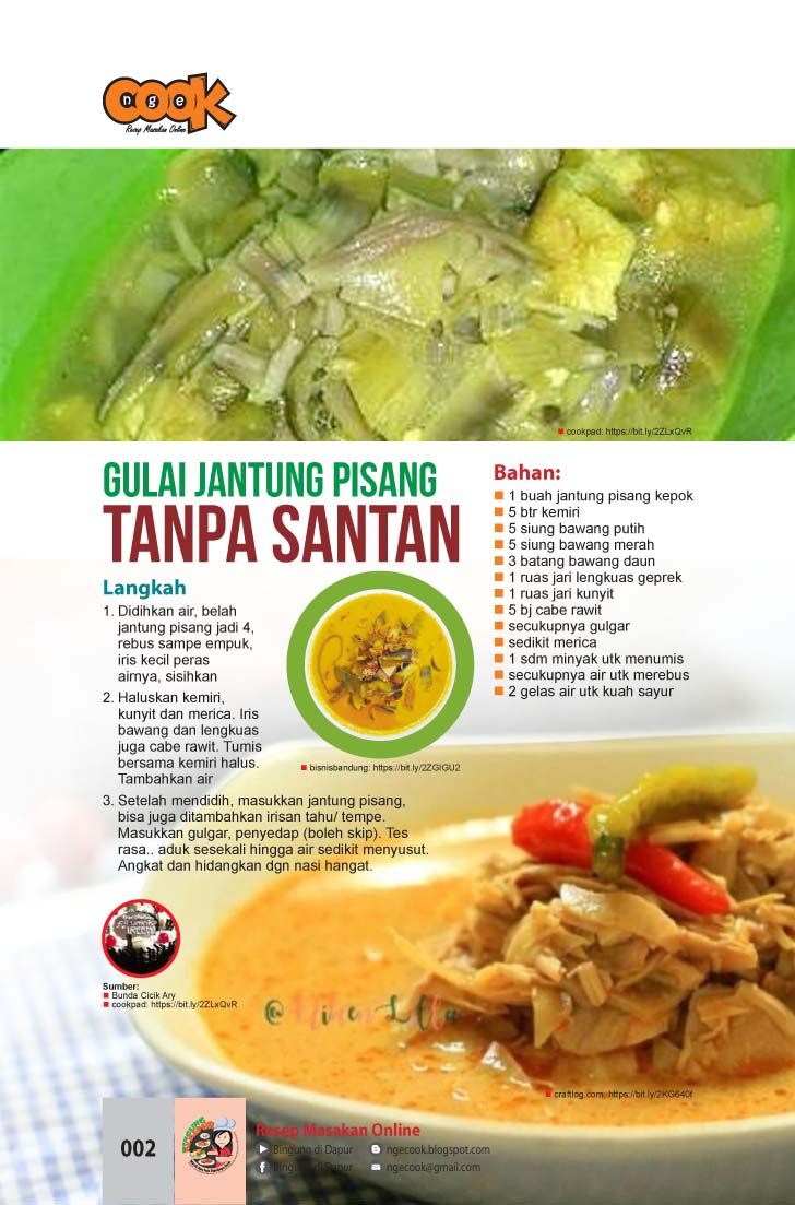 Resep dan Cara Masak Gulai Jantung Pisang Tanpa Santan Resep dan Cara Masak Gulai Jantung Pisang Tanpa Santan