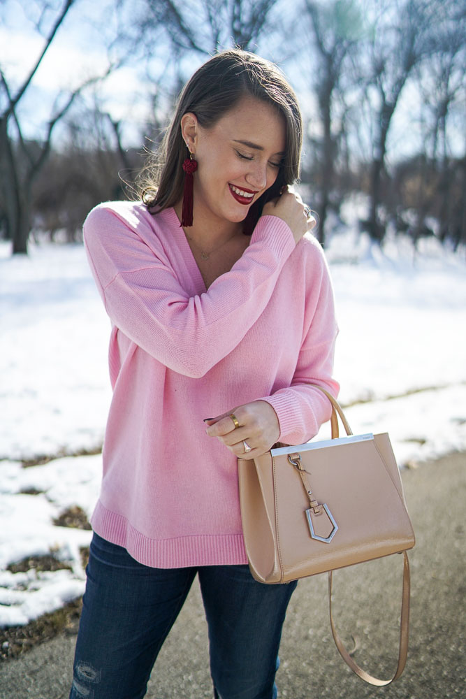 Krista Robertson, Covering the Bases,Travel Blog, NYC Blog, Preppy Blog, Style, Fashion Blog, Travel, Fashion, Style, Valentine’s Day, Valentine’s Day Outfits, Red and Pink, Casual Looks, What to Wear for Valentine’s Day, Bright Colored Coats, Sweater Weather, Nude Heels