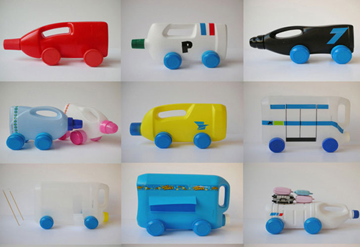 juguetes con objetos reciclables