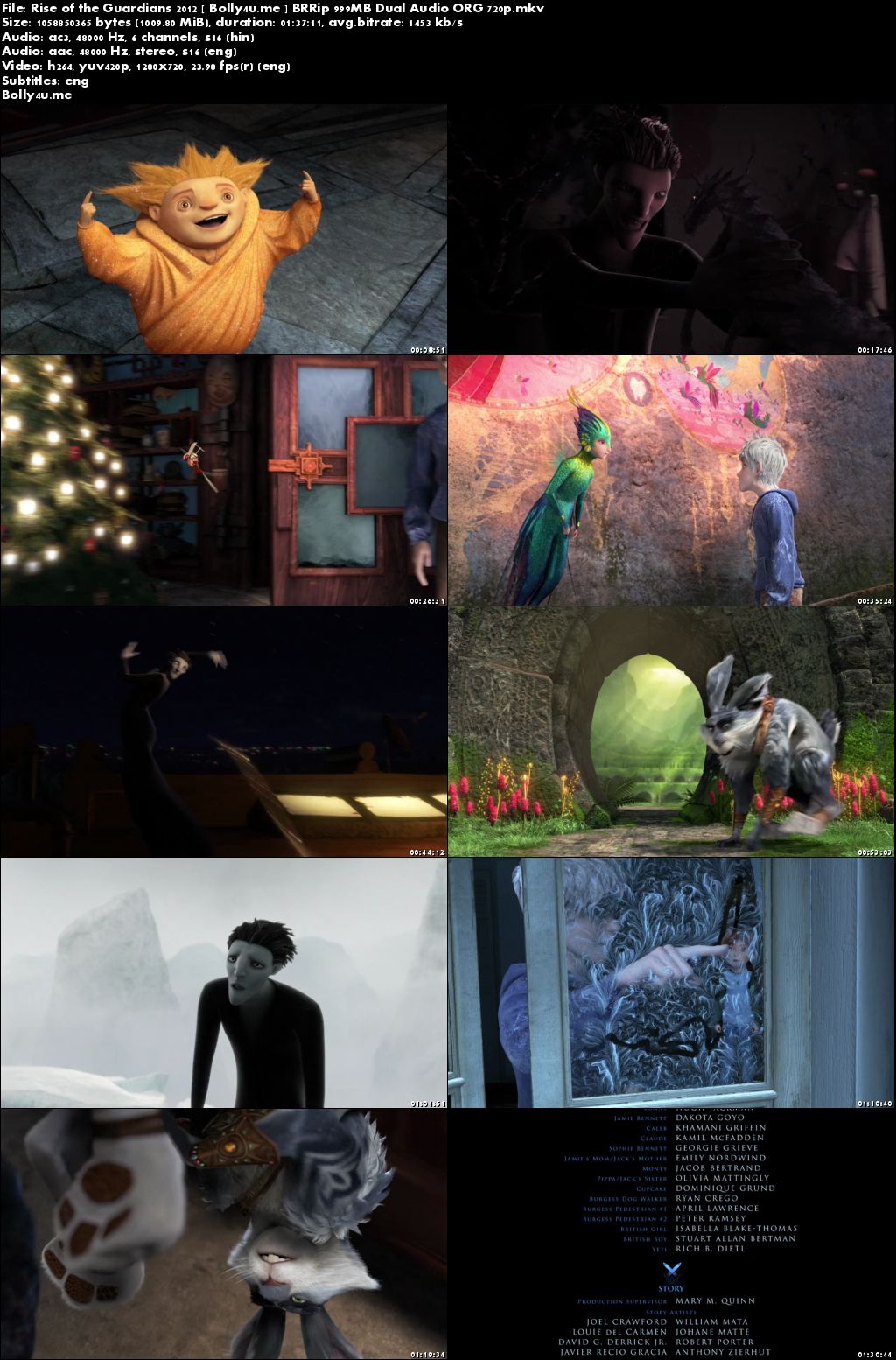 Rise of The Guardians 2012 BRRip 999MB Hindi Dual Audio ORG 720p Download