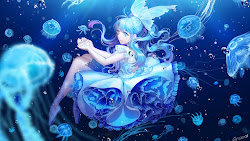 4k underwater anime jellyfish briska water hair bubbles manga background animal zerochan summer wallpapers desktop backgrounds ultra quad imac