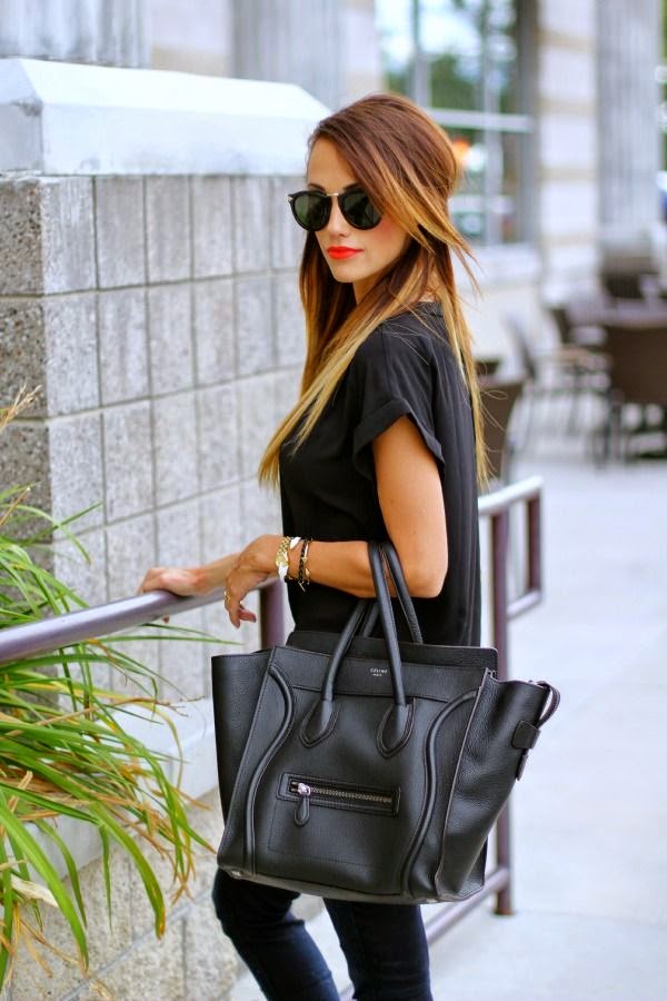 Street style Casual black outfit, handbag Luvtolook Virtual Styling