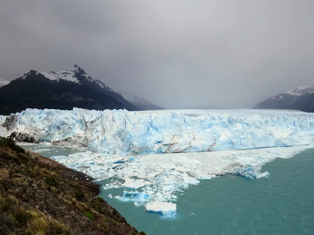 Perito Moreno Glacier with mountains behind in Patagonia
