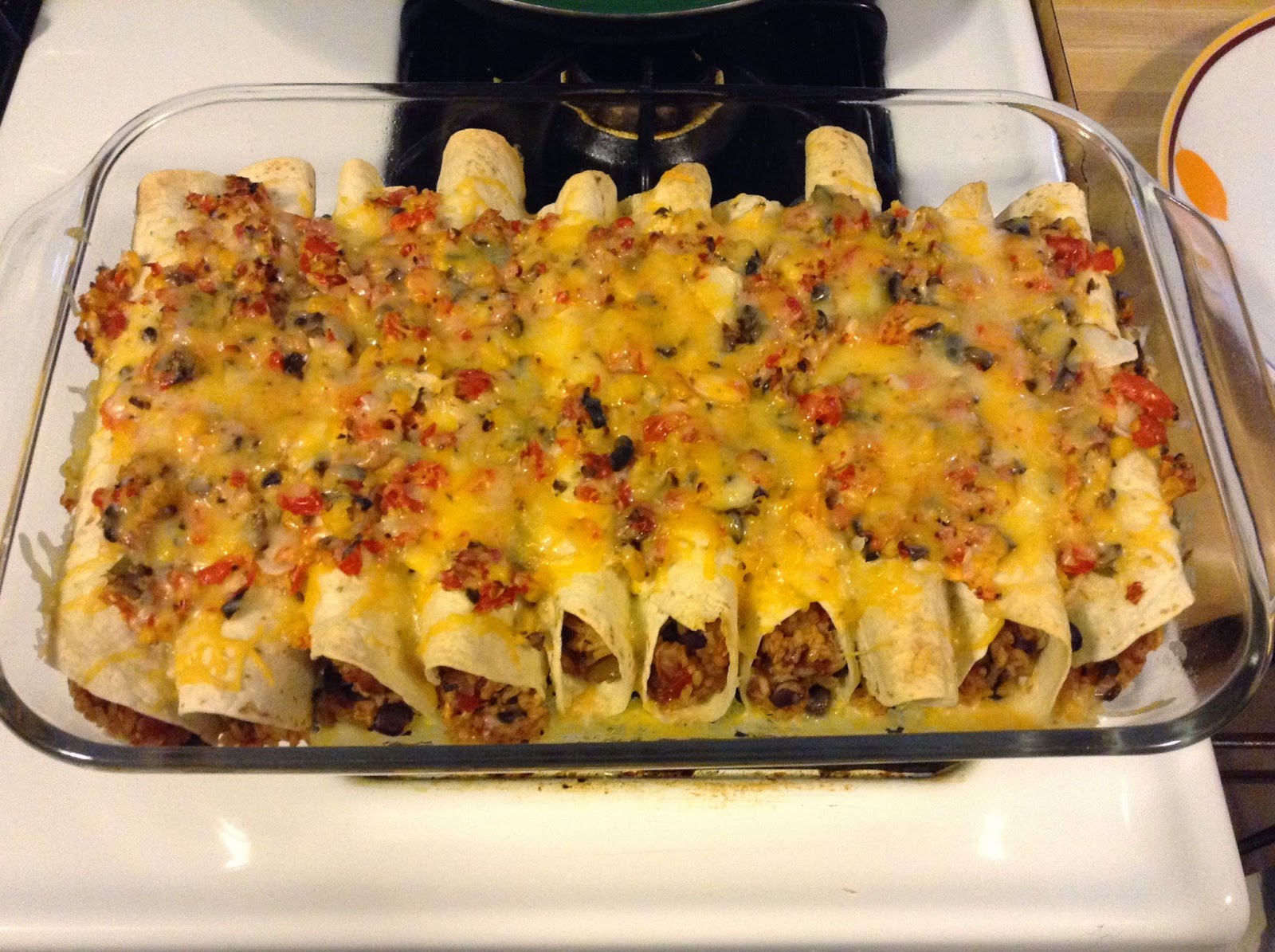 Tales From A Middle Class Kitchen Black Bean and Rice Enchiladas