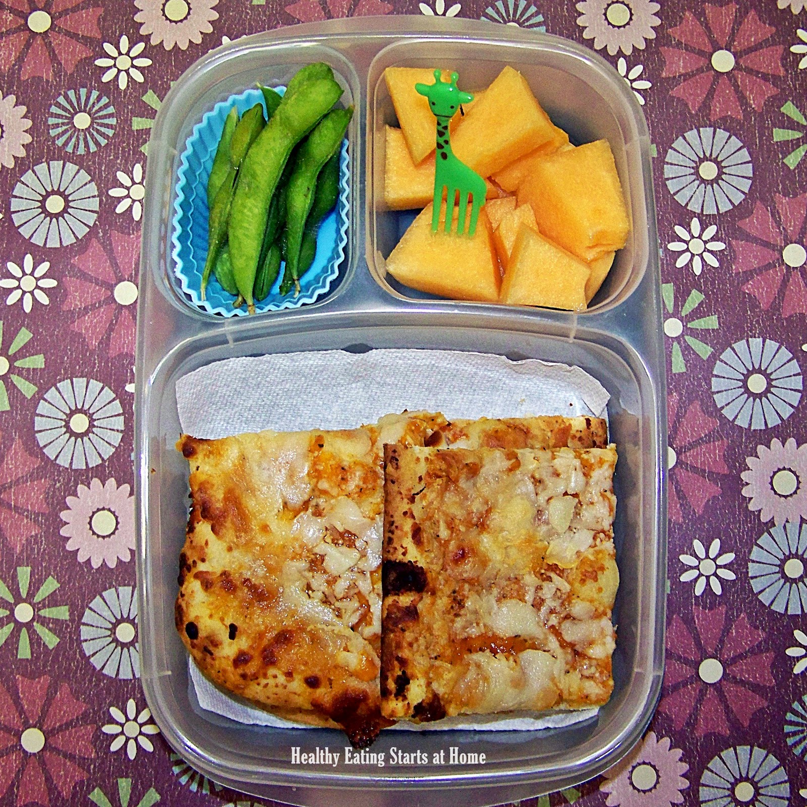 Healthy Eating Starts at Home School Lunches Cheese Pizza & Cantaloupe