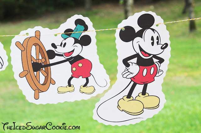 Steamboat Willie Mickey Mouse-Classic Mickey Mouse Birthday Party DIY Banner Ideas by The Iced Sugar Cookie