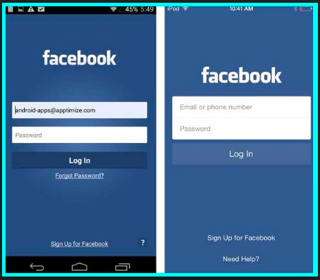 facebook log in