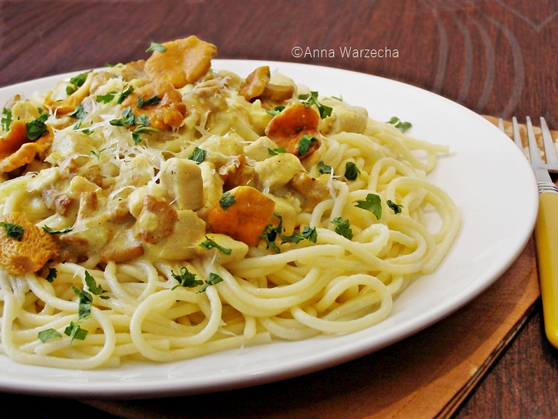 Spaghetti z kurczakiem i kurkami Wiem co jem