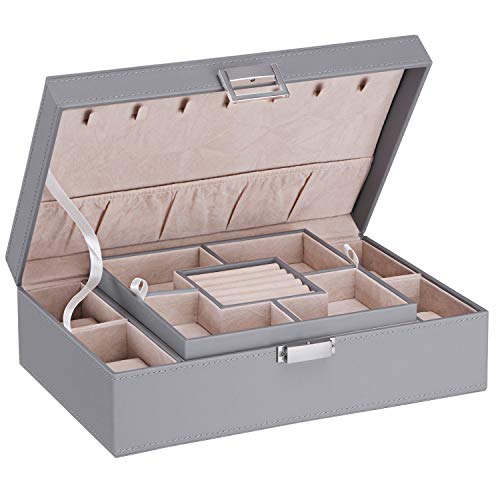 Bewishome Jewelry Box Organizer With 4 Watch Case Removable Bewishome Jewelry Box Organizer With 4 Watch Case Removable