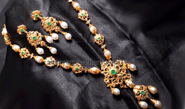Vasundhara's South Pearl Drops Haar - Jewellery Designs