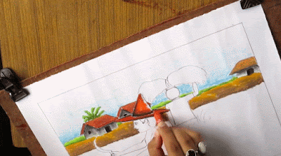 Teknik menggambar pemandangan desa Teknik menggambar pemandangan desa dengan mudah