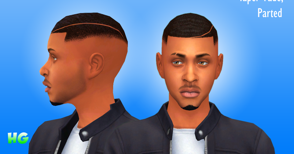 The Black Simmer: Taper Fade, Parted by HellaGoodSims