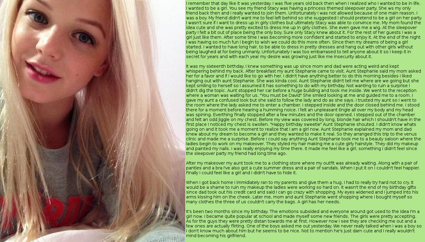 Marti's tg captions Birthday surprise