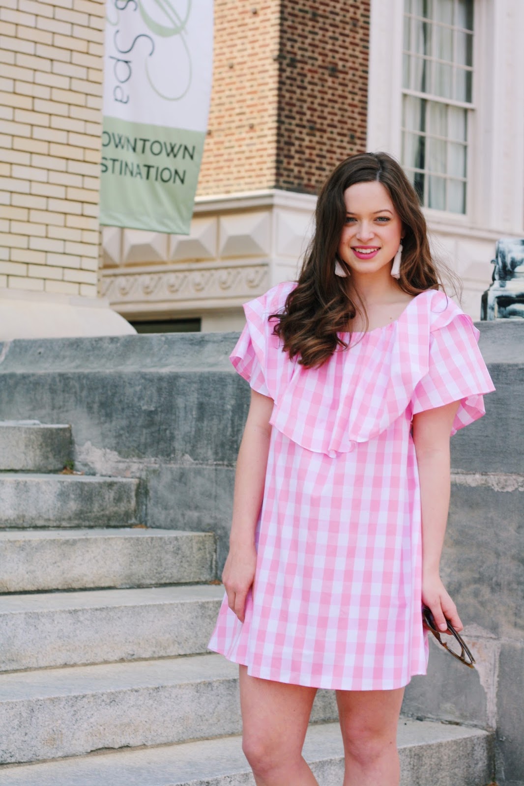 pink gingham summer school dress