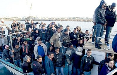 Pantelleria: boatload of refugees #2