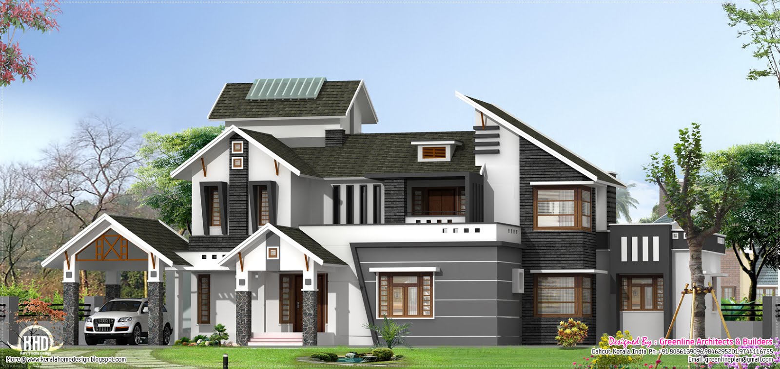 Modern 5 bedroom home design  Kerala home design  and 